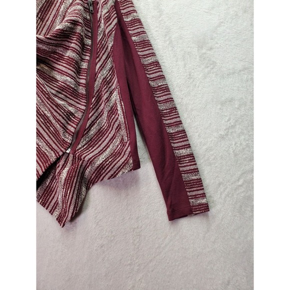 Lucky Brand Cardigan Sweater Women Small Burgundy Stripe Polyester Cliffside Zip - Picture 5 of 9